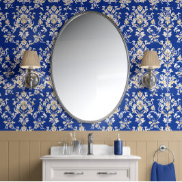 Royal Majestät - Cobalt Blue, Gold, White - Glam Tapete
