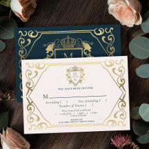 Royal Medieval Fantasy Monogram Wedding RSVP