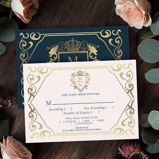 Royal Medieval Fantasy Monogram Wedding RSVP Begleitkarte (Von Creator hochgeladen)