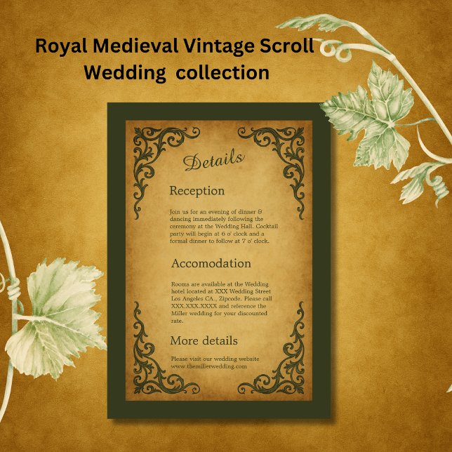Royal Medieval Vintag Scroll Wedding Begleitkarte (Von Creator hochgeladen)