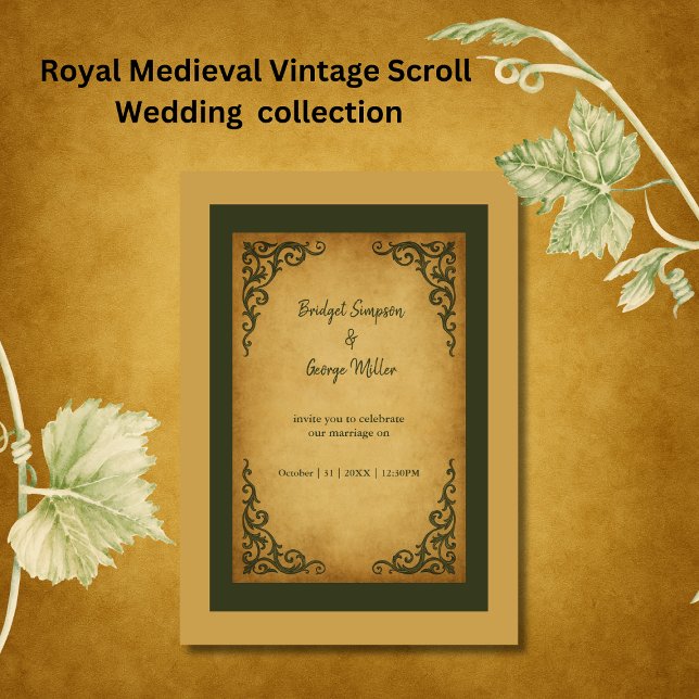 Royal Medieval Vintag Scroll Wedding Einladung (Von Creator hochgeladen)