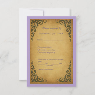 Royal Medieval Vintage Scroll Wedding RSVP Card Karte