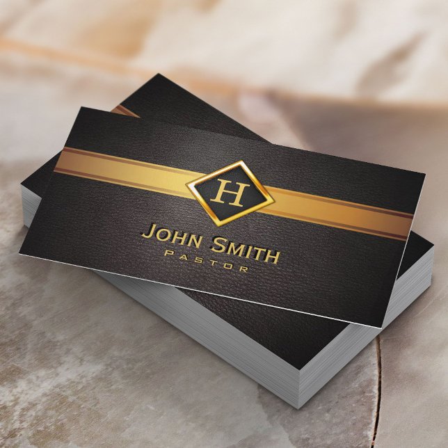 Royal Monogram Gold Label Pastor Business Card Visitenkarte (Von Creator hochgeladen)