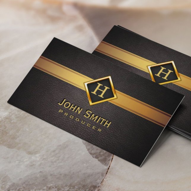 Royal Monogram Gold Label Producer Business Card Visitenkarte (Von Creator hochgeladen)
