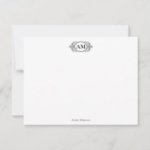 Royal Monogram Wappen Classic Black Personalisiert Mitteilungskarte