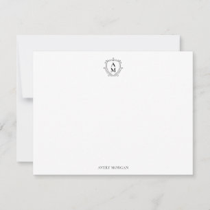 Royal Monogram Wappen Classic Black Personalisiert Mitteilungskarte