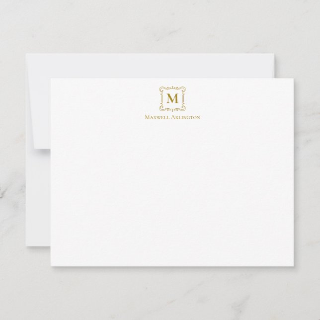 Royal Monogram Wappen Luxury Gold Personalisiert Mitteilungskarte (Vorderseite)