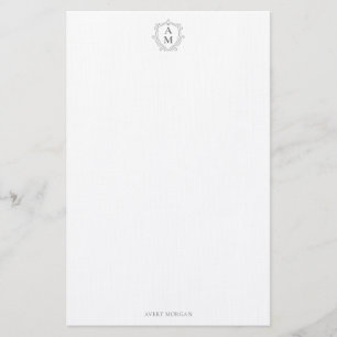 Royal Monogram Wappen Smokey Grau Personalisiert Briefpapier