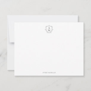 Royal Monogram Wappen Smokey Grau Personalisiert Mitteilungskarte