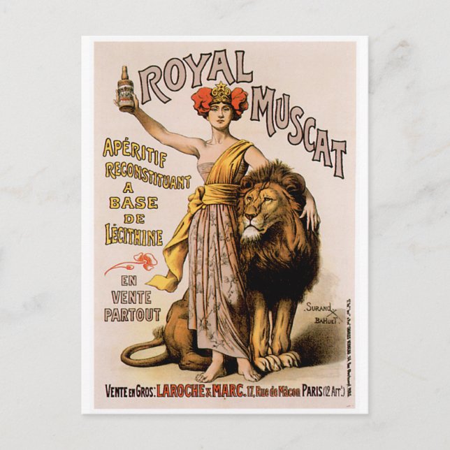 Royal Muscat Vintage Wine Drink Ad Art Postkarte (Vorderseite)