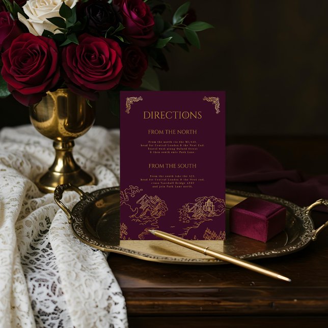 Royal Muse Imaginaire médiéval Vieux Monde Carte M (Royal Muse Medieval Fantasy Old World Map Wedding Enclosure Card (Front))