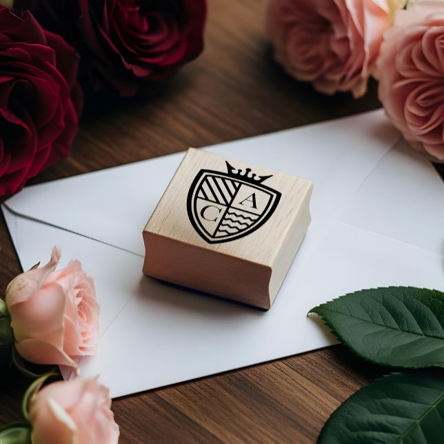 Royal Muse Medieval Crown Monogram Wappen Wedding Gummistempel (Royal Muse Medieval Crown Monogram Crest Wedding Rubber Stamp)