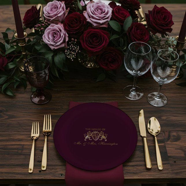 Royal Muse Mittelalterliche Fantasy Lion Emblem We Pappteller (Royal Muse Medieval Fantasy Lion Emblem Wedding Paper Plates)