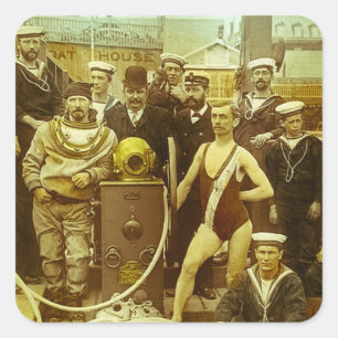Royal Naval Exhibition 1891 Magischer Laternen-Dia Quadratischer Aufkleber