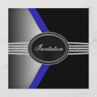 Royal Navy Blue Black Diamond Black Krawatte Party
