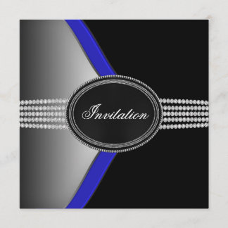 Royal Navy Blue Black Diamond Black Krawatte Party Einladung