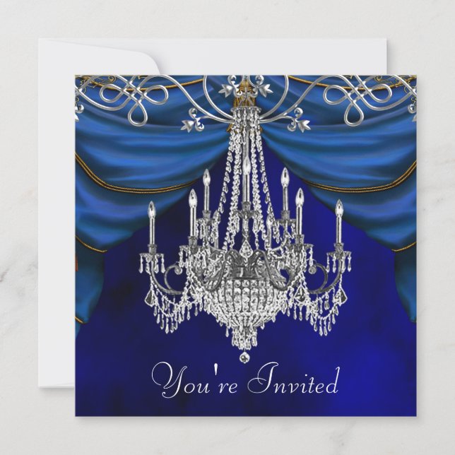 Royal Navy Blue Chandelier Party Einladungen (Vorderseite)
