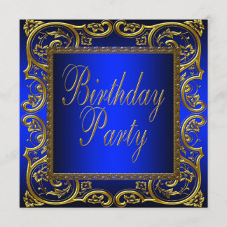 Royal Navy Blue Gold Geburtstagsfeier Einladung