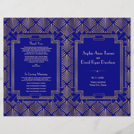 Royal Navy Blue Gold Great Gatsby Art Deco Program