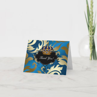 Royal Navy Blue Gold Jewel Crown Danke Karten