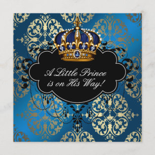 Royal Navy Blue Gold Prince Baby Boy Dusche Einladung