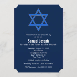 Royal Navy Blue Gold Star von David Bar Mitzvah Einladung