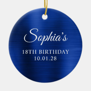 Royal Navy Blue Imitate Foil 18. Geburtstag Foto Keramik Ornament