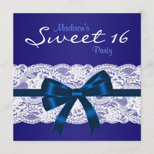 Royal Navy Blue Lace Blue Sweet 16 Party Einladung