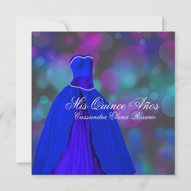 Royal Navy Blue Pink Lila Quinceanera Einladung (Vorderseite)