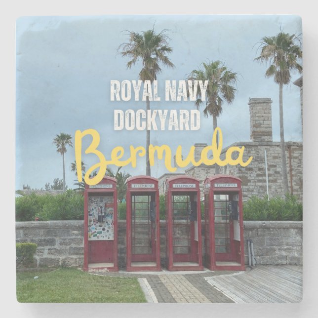 Royal Navy Dockyard Pay Phones in Bermuda Steinuntersetzer (Vorderseite)