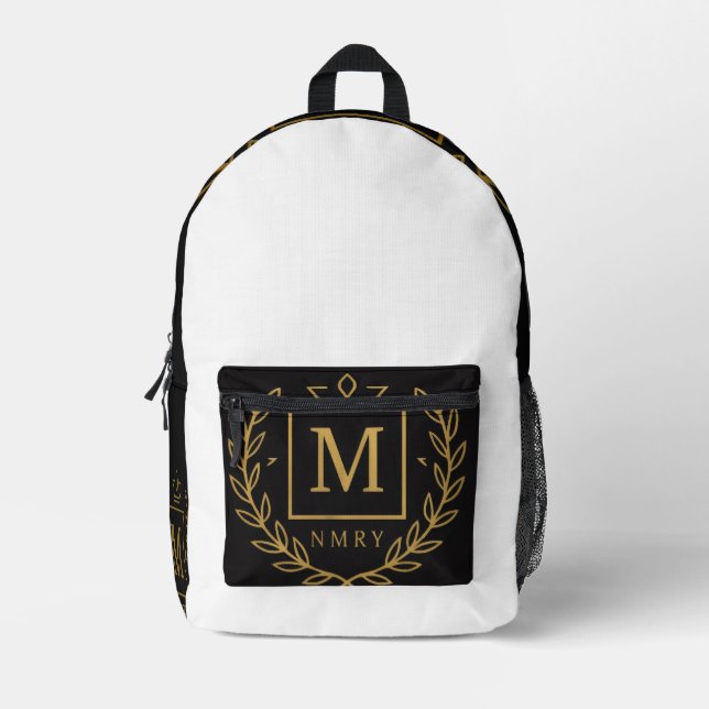 "Royal NMKY Emblem – Monogram M Crest Design" Bedruckter Rucksack (Vorderseite)