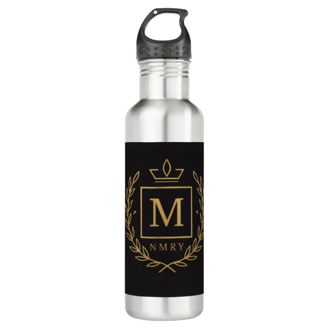 "Royal NMKY Emblem – Monogram M Crest Design" Edelstahlflasche (Vorderseite)