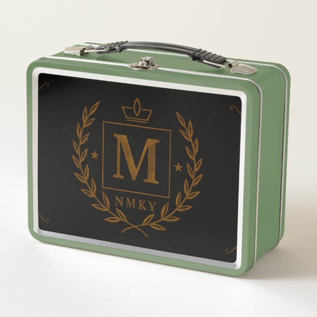 "Royal NMKY Emblem – Monogram M Crest Design" Metall Brotdose (Vorderseite)