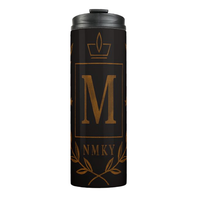 "Royal NMKY Emblem – Monogram M Crest Design" Thermosbecher (Vorderseite)