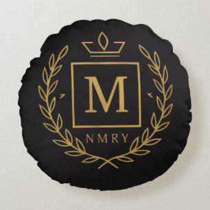 "Royal NMKY-Emblem – Monogramm-M-Wappen-Design" Rundes Kissen