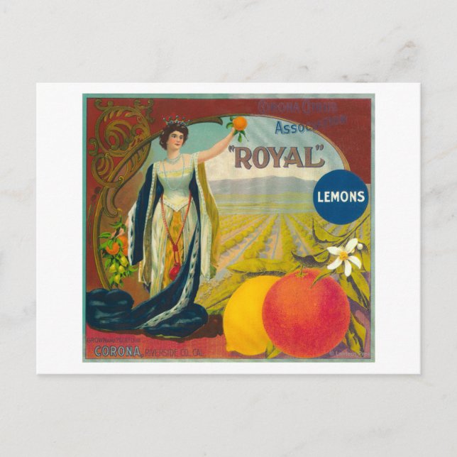 Royal Orange LabelCorona, CA Postkarte (Vorderseite)