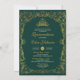 Royal Ornament Emerald Green Extravagant Elegante Einladung