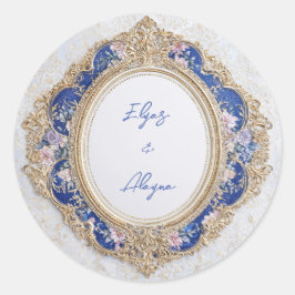 Royal Oval Viktorianisch Floral Wedding Sticker