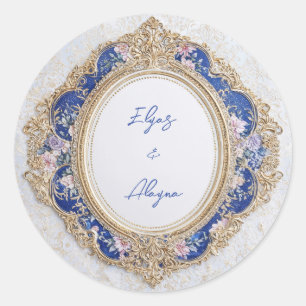 Royal Oval Viktorianisch Floral Wedding Sticker