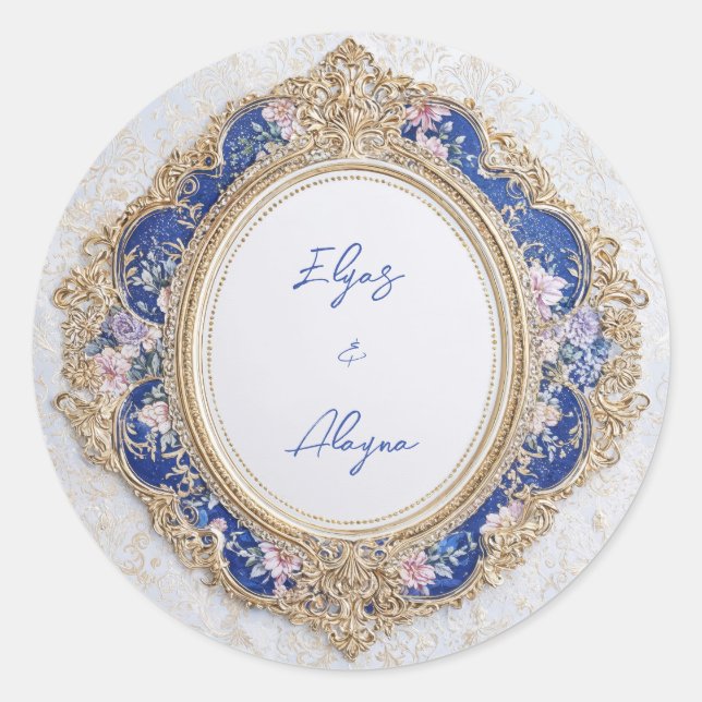 Royal Oval Viktorianisch Floral Wedding Sticker (Vorderseite)