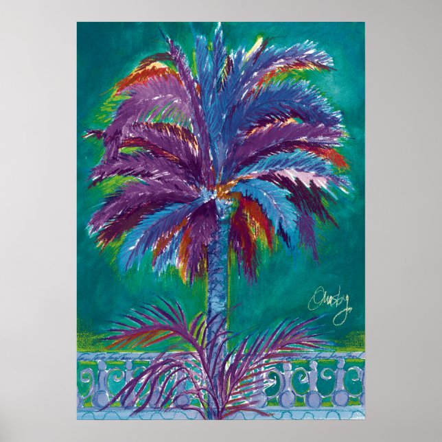Royal Palm, affiche turquoise (Devant)
