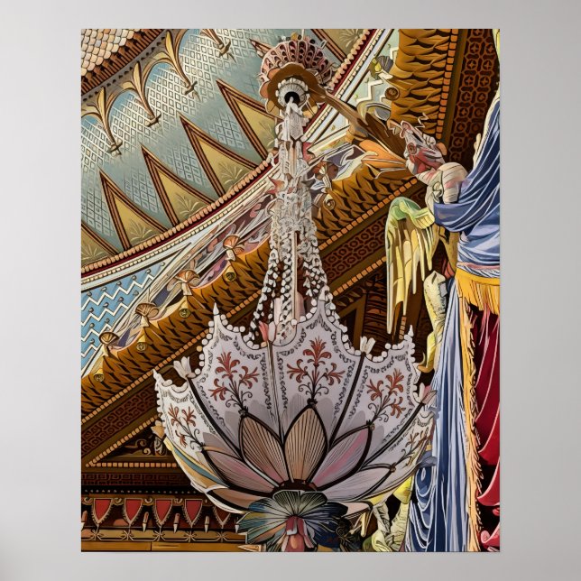 Royal Pavilion Decke & Kronleuchter Print Poster (Vorne)