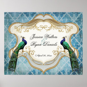 Royal Peacock Blau Personalisiertes Jubiläumsplaka Poster