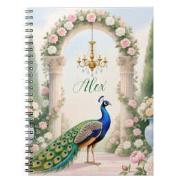 "Royal Peacock Garden" Personalized Spiral Noteboo Notizblock