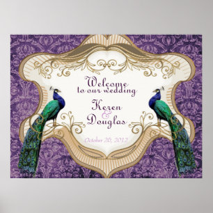 Royal Peacock Lila Hochzeit/Jubiläum-Poster Poster