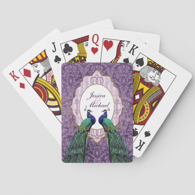 Royal Peacock (Lila Personalisierte Spielkarten) Spielkarten (Rückseite)