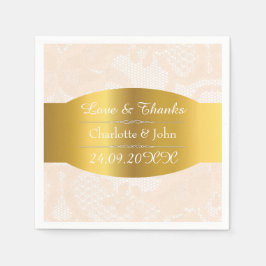 Royal Personalisiert Golden Pastel Lace Wedding Serviette