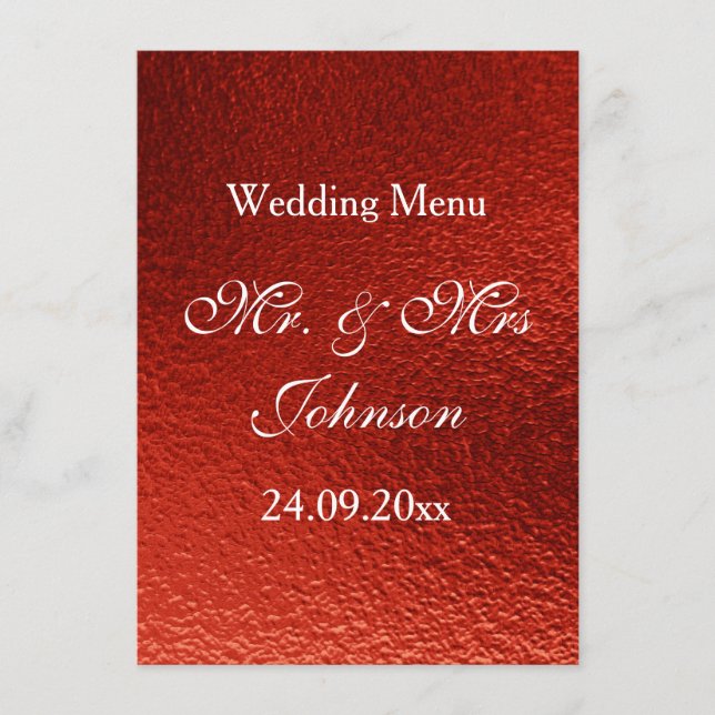 Royal Personalisiert Red Shiny Menu Menükarte (Vorderseite)