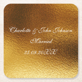 Royal Personalisiert Shiny Gold Rettete Die Unters Rechteckiger Pappuntersetzer