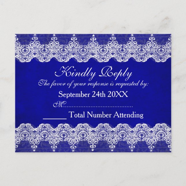 Royal Personalisiert UAWG Blue Cobalt Lace Postkar Einladungspostkarte (Vorderseite)